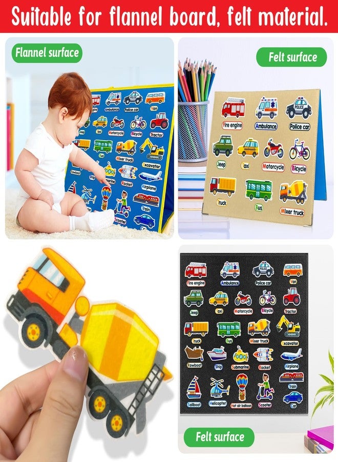 PENGFULL Felt Transportation Vehicles Learning Pieces,48 Felt Flannel Board Pieces,Air Land Sea Airplane Learning for Toddlers for Kindergarten,Preschool,Toddlers - Image 3